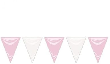 Invcas - Wimpelkette aus Kunststoff Rosa und Weiß 25 m