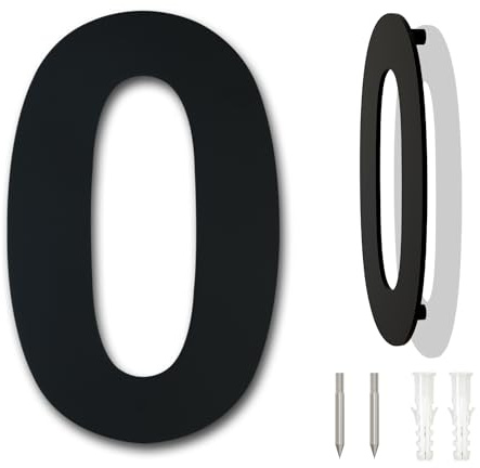 Numero civico esterno moderno acciaio inossidabile,altezza 125 mm, placcato nero (Numero 0 Zero)