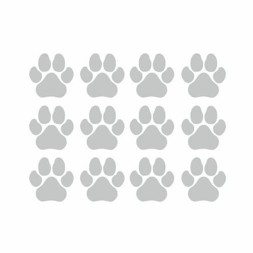 Autosticker Pfoten 12er Set - Silber, 12 x 6 cm, Autoaufkleber Tuning, Sticker Heckscheibe, Auto Gadget Fenster und Fahrzeug, Hund und Katze, Tiere, wetterfestes Deko Zubehör mit Anleitung, tradercat