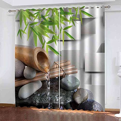 XXXXAWA Tende Oscuranti 3D tubo dell'acqua in tubo di bambù Tenda Oscurante 2 x L117cm x A230cm Tende Termiche Isolanti con Occhielli della per Interni Camera da Letto della Cucina del Soggiorno