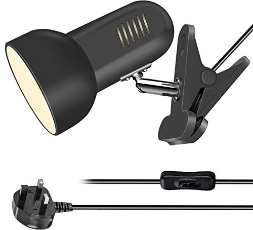 Milpoel Clip on Reading Light, Desk Lamp, E27 Bulb Holder, Clamp Lamp for Reading in Bed or Deep Focus, Sleek Lightweight Design Perfect Bed Light for Reading