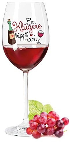 Leonardo Weinglas mit Gravur - Der klügere kippt nach - Geschenk für Weinliebhaber - Witziges Glas mit Spruch - Geschenke für Sie & Ihn zum Geburtstag oder Weihnachten - Farbe: Daily UV