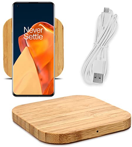 QI Induktive Ladestation 15W - Schnelles & sicheres kabelloses Laden kompatibel mit Samsung Galaxy S25 S24 S23 S22 S21 S20 Plus Ultra Edge FE Ladegerät aus Echtholz