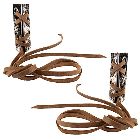Western Leather Works, Hair Ties (2 Pack) Handmade from Full Grain Leather, Ponytail, Braid Holder, Wraps, Long Hair Accessories - Furry
