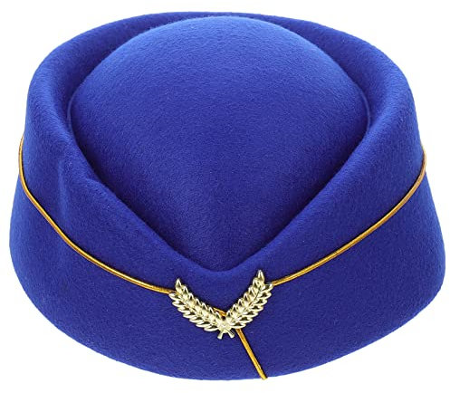 Zerodeko Flugbegleiter Hut Stewardess Mütze Cosplay Kostüm Accessoire Flugzeug Dekor Pillbox-hut Elegante Garderobe Anzug