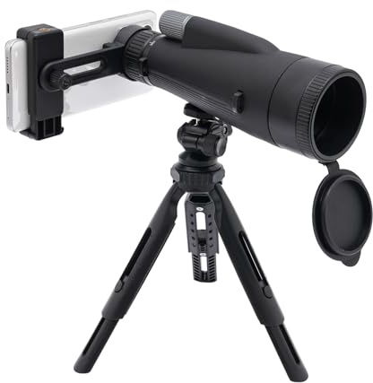 Longue-vue étanche 12-36 x 60 mm avec trépied, sac de transport et adaptateur pour smartphone, télescope à prisme BAK4 pour tir sur cible, observation des oiseaux, chasse, faune et paysage (noir)