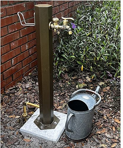 Retro-Wassersäule für den Außenbereich, freistehend, dekorativ für den Gartenhof, Edelstahl-Wasserrohr- und Schlauchhalter, Hinterhof-Rasenbewässerung, Waschen und Bewässern (Farbe: Gold-D, Größe: 2