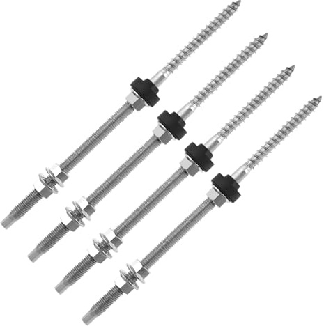 LT Easiyl 4 Stück Stockschrauben 304 Edelstahl Höhenverstellbare Solar-Stockschrauben für Photovoltaik-Solarbefestigung auf Gebäudedächern M10 X 250 Mm