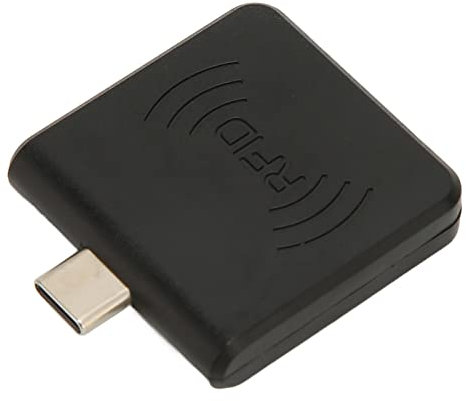 LOCADENCE Lector de Tarjetas de Teléfono Móvil RFID ID, Plug and Play, Interfaz Tipo C Duradera Lector de Tarjetas Inteligentes Portátil de 125 Khz, Zumbador Incorporado (Negro)