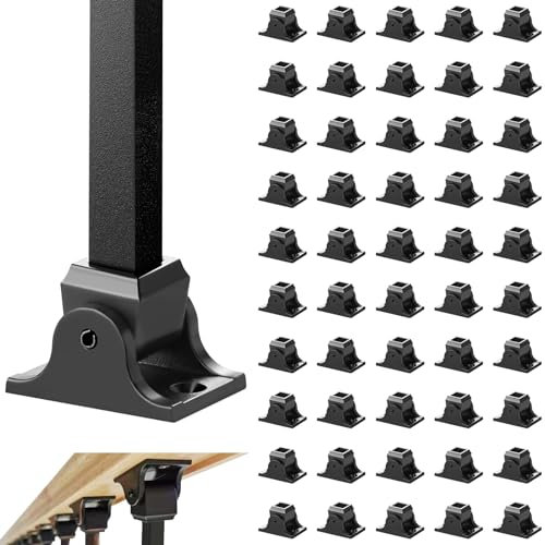 VEVOR Sabots de Garde-corps Carrés 50 PCS Base Support de Balustre Alliage d'Aluminium Inclinée, Tiges Forgées avec Trous de Vis pour Balustrade d'Escalier 12,7 mm, Revêtement par Pulvérisation Noir
