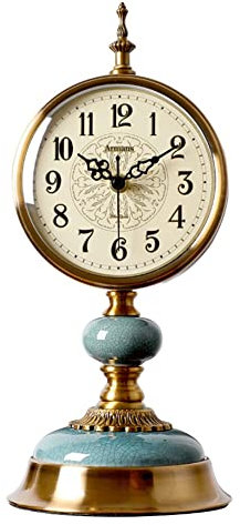 LUOYAOB Vintage Kaminuhr Vintage Tischuhr, stumme Home Regal Decor Schreibtischuhr, Cermet -Prozess Moderne Desktopuhr, for Wohnzimmer Kamin Mantel Schlafzimmer Dekoration Geschenkuhr