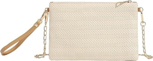 Theaque Monederos de mano de paja para mujer, cartera de muñeca de playa, pequeña bolsa cruzada para niñas