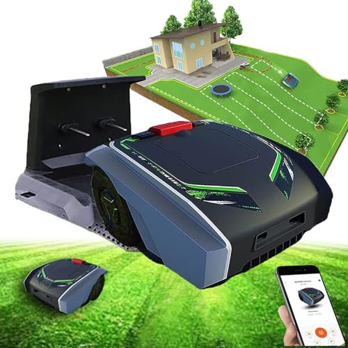 Fully Automatic Intelligent Lawn Mower, Robotic Lawnmower, App Remote Control + Path Planning + 2-5cm Trimming Height + Automatic Charging + Security Design ,Ultra-Quiet, 100㎡/h,for Lawn/Garden