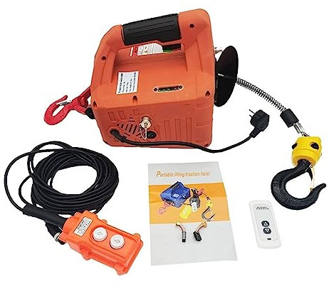 VNNHGB Cabrestante eléctrico de Carga de 500 kg, eléctrico portátil, polipasto de tracción Manual/Control Remoto/Control de Cable, polipasto eléctrico, Herramienta de elevación (500 kg 1)