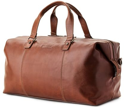 DRAKENSBERG Leder Reisetasche 'Enzo' für Damen und Herren mit 15 Laptopfach, luxuriöser Weekender, Premium Handarbeit, 35L - Kastanien-Braun, DR00504