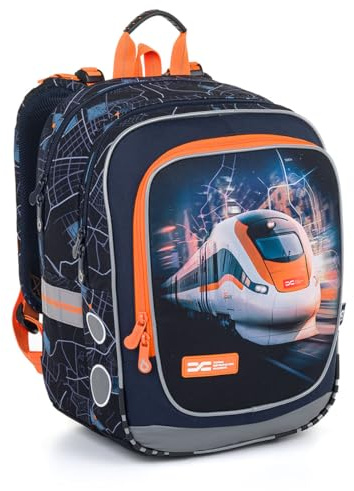 TOPGAL Schulrucksack für Jungen Mädchen ab 1 Klasse, Kinder Schultasche Erstklässler, Ergonomischer Schulranzen für erste klasse. Grundschule Ranzen. Tornister mit Reflektoren, Einschulung. (Zug)
