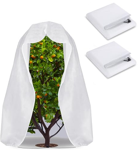 2 Stück Groß Winterschutz Pflanzen - 1.6x1.8m Abdeckung Pflanzen Winter Pflanzenschutzsack - Frostschutz Pflanzenabdeckungen mit Reißverschluss & Zugband für Baum Palmen Balkonpflanzen haube