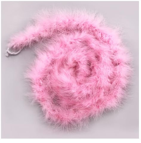 Rockreyoa 200cm Marabu Federboa Flauschige Federschal Natürliche Straußenfeder Schal Einfarbig Feder Boa Kostümzubehör für Nähen Kunsthandwerk Dekoration Hochzeit Party Karneval Rosa