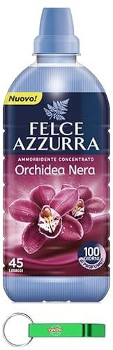 12 X Felce Azzurra Ammorbidente Concentrato Orchidea Nera, Ammorbidente Concentrato, 45 lavaggi, 900 ml + Portachiavi Beni Culinari