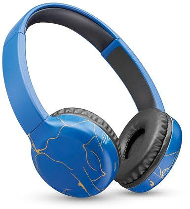 Music Sound - Cuffia Bluetooth con padiglioni On Ear Soft-Touch -Archetti Regolabili - Adattabilità e Comfort – Play Time 22 Ore – Blu