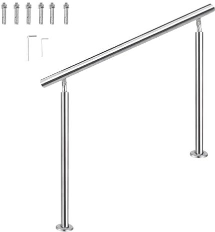 Stainless Steel Handrail for Outside Steps Adjustable Outdoor Stair Railing for 2 3 Steps Floor Mount Hand Rails with Installation Kit Modern Bannister Rail (Color: Height 105cm Size: 110cm/