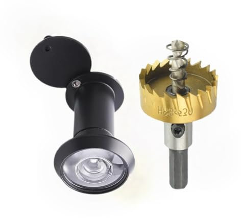 Türspion Weitwinkel mit Sicherheitsrückabdeckung, 220° Messing Türspion Optische Glaslinsen Durchmesser Door Viewer Peephole mit Bohrloch Ø 16mm Sicherheit Spion für Türstärke 35mm-60mm, Schwarz