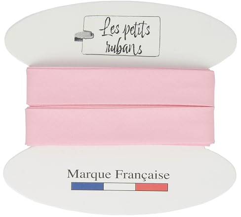 Les Petits Rubans Schrägband aus 100% Baumwolle – 20 mm breit, 5 Meter lang – Einfassung zum Nähen, Polstern, Kleidung, Decken – Rosa
