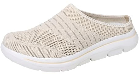 Herr Slip On Mule sneakers herr ortopediska mulor andningsbara promenadskor bred passform plantar fasciit sneakers stickade ihåliga skor lätta trädgård träskor inomhus hus tofflor utomhus träskor