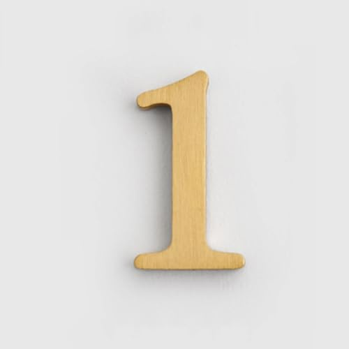 1.8 Inch Self Adhesive House Numbers Sticker Modern Brass Door Number 4.5cm Golden Mailbox Address Letters Sign, for Outside Apartment Wall Decor Yard Garden Room Cafe Street Home Office(1)