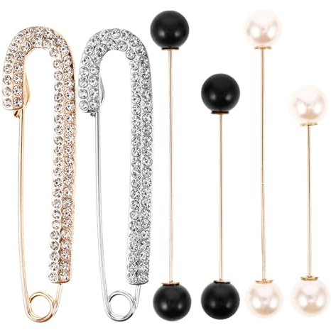 Ipetboom 6pièces Épingles à Bijoux Décoratives Épingles à Hijab Broches Perles Pour Femmes De Pour Vêtements Fermoirs De Pull