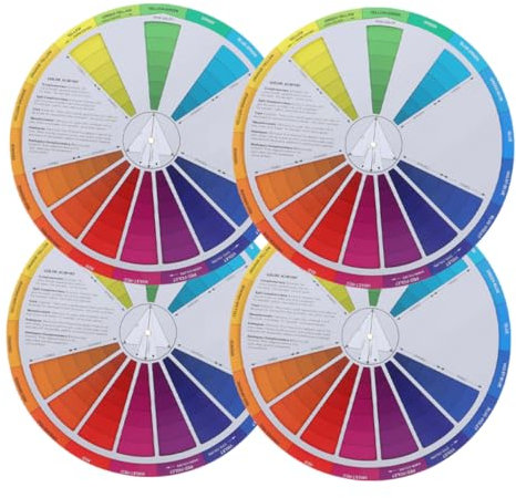 DOITOOL 4pcs Rotatable Wheel Gradient Card Wheel for Painting and Drawing Learning Chart for Craft Class