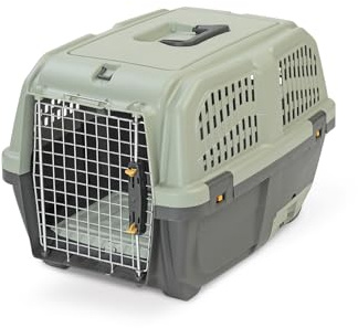 SELVADEGO | Trasportino per Gatti con Lettiera Integrata – Box da Viaggio con Apertura Superiore, Porta in Metallo e Cassetto Estraibile – Robusto e Igienico, per Auto e Treno e Aereo, 60x37x36 cm
