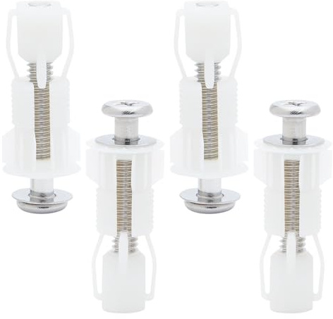 4 Pcs Toilet Seat Fittings and Fixtures, Universal Toilet Lid Seats | Toilet-Lid Screws, Toilet-Seat Replacement Parts Kit for Toilets Covers Blind Hole Fitting WC Replacement Kit (White)