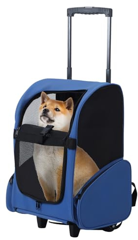Sac à dos de voyage pour animal de compagnie, sac de transport à roulettes pour animal domestique avec roulettes, double roulettes, poignée télescopique, transport pour chat et chien de petite et