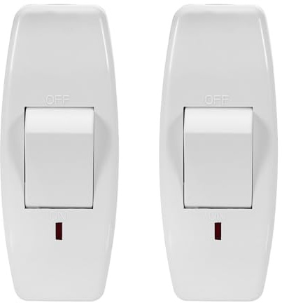 DOITOOL 2 interruptores de luz indicadora en línea con indicador - Interruptor de plástico de repuesto para lámpara de mesa, pequeño electrodoméstico y suministros para el hogar y la oficina.
