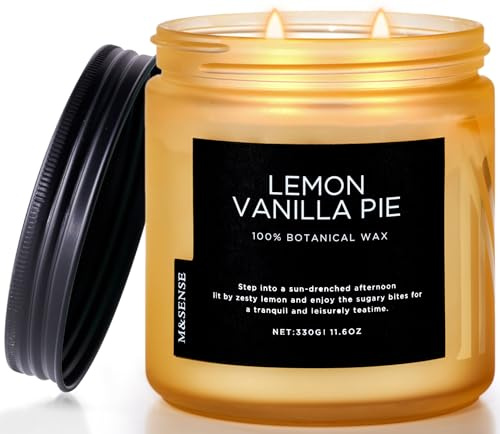 M&SENSE Doftljus citronvanilj-kaka – 330 g söt bakdoft ljus med citrus- och vaniljarom, må-bra-ljus för vardagsrum och kök, långvarig doft för mysig atmosfär