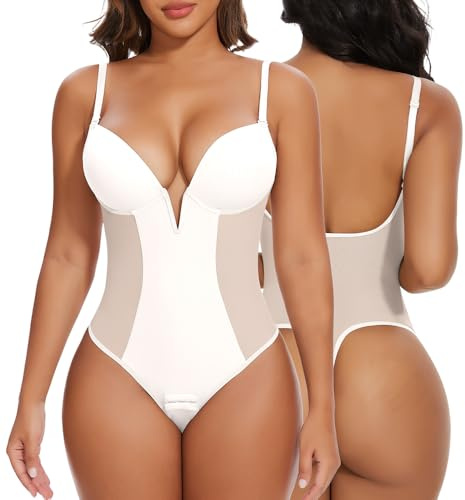 SHAPERIN Body Sculptant Femme Dos Nu Gaine Ventre Plat Amincissante Shapewear Body Push Up Gainant Invisible avec Soutien Gorge