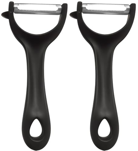 Peeler de acero inoxidable para verduras y frutas, negro, con hoja dentada, doble filo, extra afilado, pelador de patatas, pelador, pelador, pelador de patatas