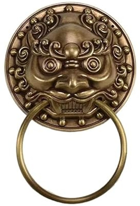 TüRklopfer Aus Gusseisen,Door Knocker Front Antiker Türklopfer, Bronze, Messing, Möbelring, Pull, Retro, Klassischer For Die Haustür, Heimdekoration(Bronze color 98mm)