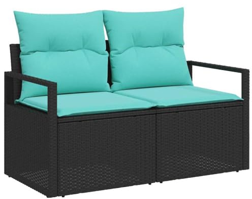 Mhdvray Gartensofa 2er Set Modulares Loungesofa aus Polyrattan inkl. Kissen 120x62x69 cm Gartenmöbel Set für Terrasse Balkon Außenbereich Bequemes Outdoor Sofa mit Stahlrahmen