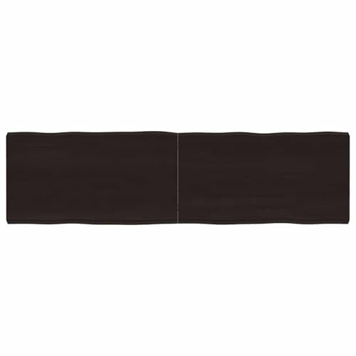 Fecpoo ekbordsskiva med trädkant 180 x 50 x (2 – 6) cm massiv, mörk laserserad – för individuell bordsdesign hemma eller på kontoret