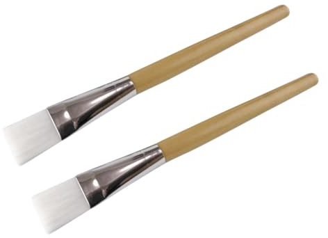 OFFIGAM Pennelli per Maschere Viso 2 Pezzi Manico in Legno e Setole in Nylon per Maschere Fai da Te Presa Comoda e Copertura Uniforme per Trattamenti Viso