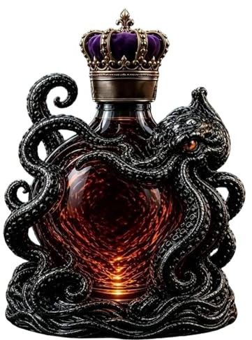 Artistic Octopus Shaped Glass Decanter, 350ml Borosilicate Glass Liquor Bottle, 3D Deep Sea Decorative Tentacle Sculpture, Unique Bar Home Decor Collectible Gift for Men Marine Lovers (A)