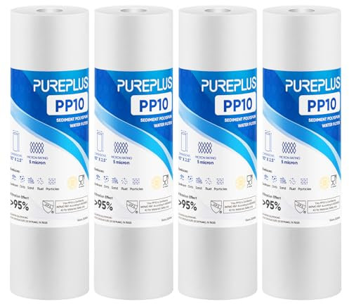 PUREPLUS Big Blue Filtros de Agua de Repuesto de sedimentos 5 micras 10 X2.5 láser (4 Unidades)