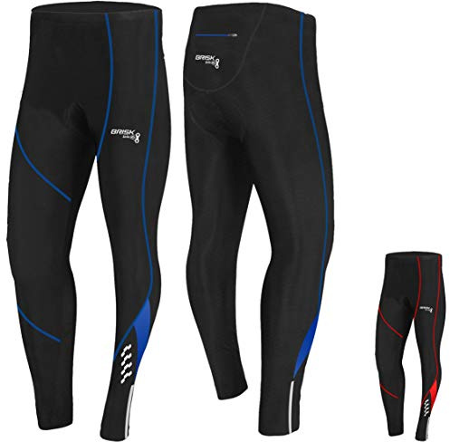 Brisk Bike Herren Fahrradhose lang, gepolstert, atmungsaktiv, lang (Black/Blue, XL)