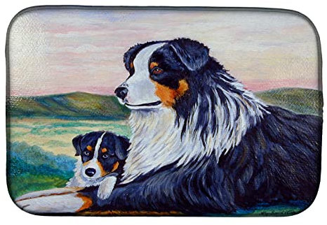 Caroline 's Treasures 7511DDM - Esterilla de Secado Escurridor de Bayetas para Pastor Australiano, 35,56 x 53,34 cm, Multicolor