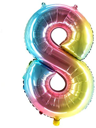 Party Factory XXL Folienballon Zahl 8, Luftballon 100cm, multicolor, Geburtstag, Abi, Jubiläum, Party Ballon, Heliumballon, Deko