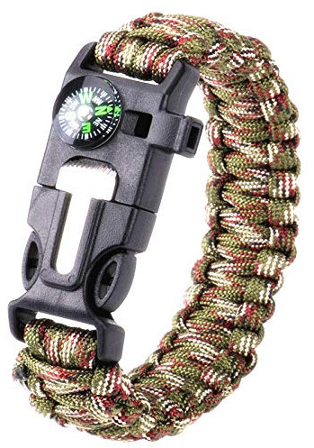 Bryights Survival Armband Multifunktionale Militärische Notfallüberleben Paracord 4Mm Armband Outdoor Scraper Whistle Schnalle Paracord Werkzeuge 550 Paracord-Camoflage
