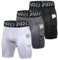 Lot de 3 Short de Compression Homme Short de Course avec Poches Fitness Short Running Collant Cool Dry Cycliste Sport Gym-Noir+Gris+Blanc-M