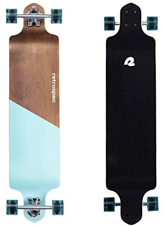 Retrospec Tidal Drop Down Longboard - 41in Adult Skateboard with 9-Ply Canadian Maple Deck, ABEC-9 Bearings & 85A PU Wheels for Cruising & Downhill - Extra Wide Stable Design